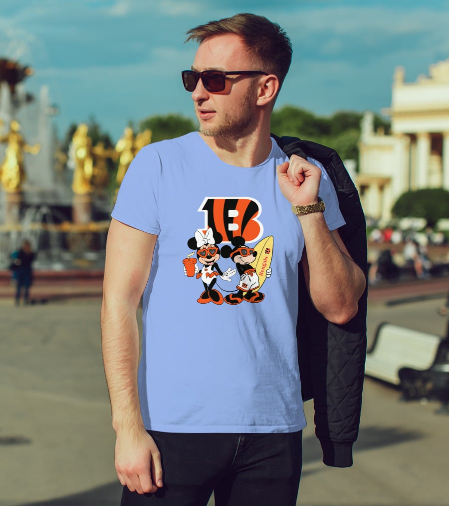 Bengals Mickey And Minnie Vacation Surfer Adventure T-Shirt