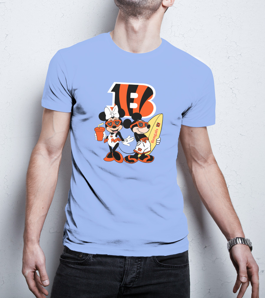Bengals Mickey And Minnie Vacation Surfer Adventure T-Shirt