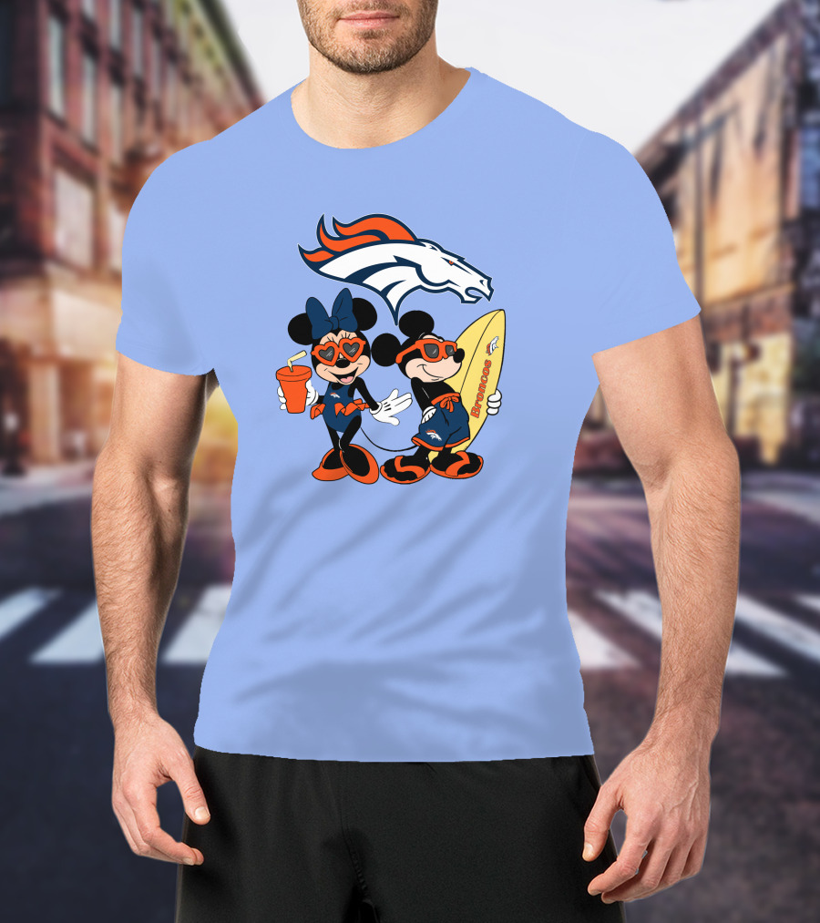 Broncos Mickey Minnie Vacation Surfing Adventure T-Shirt