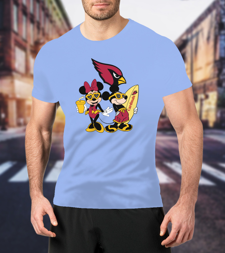 Cardinals Mickey Happy Vacation Surfboarding Fun T-Shirt