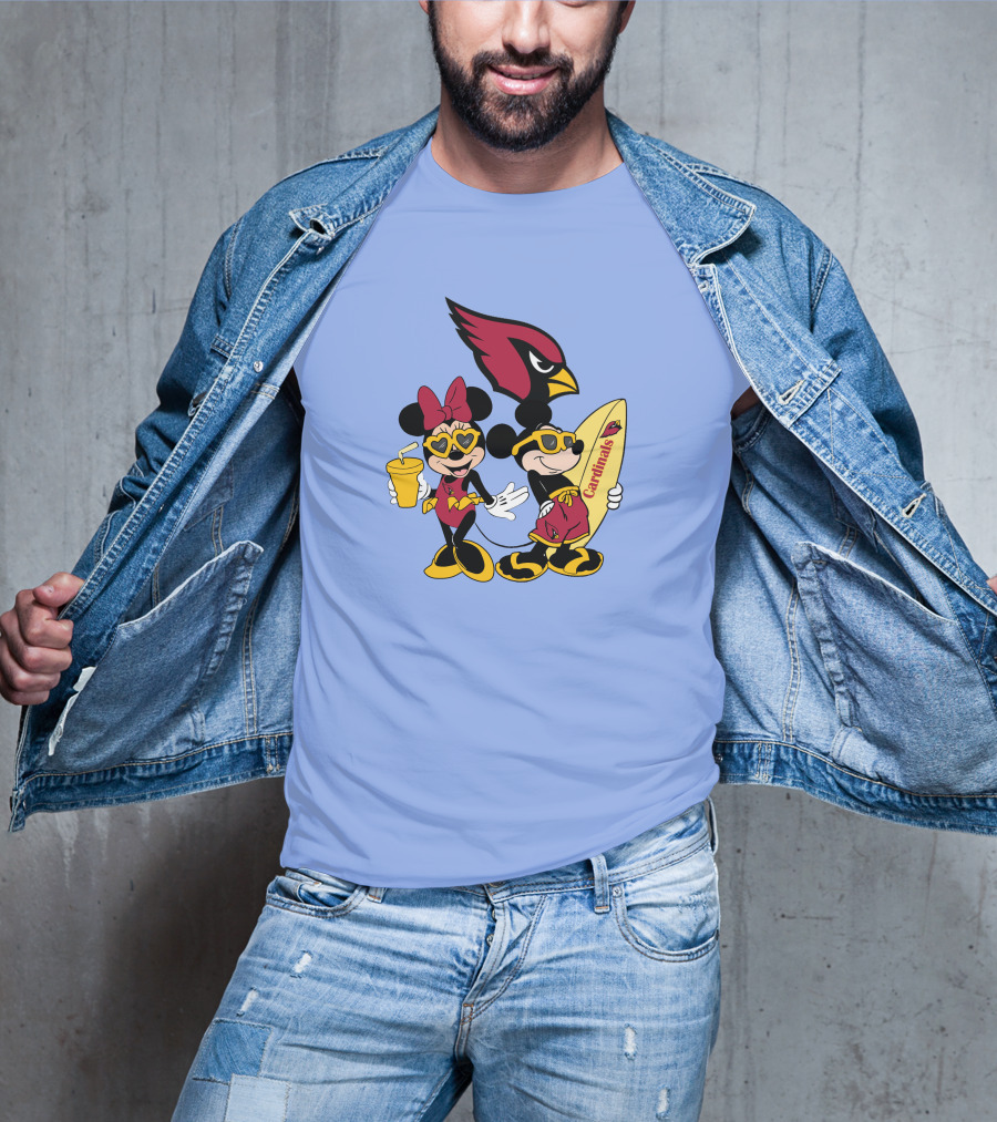 Cardinals Mickey Happy Vacation Surfboarding Fun T-Shirt