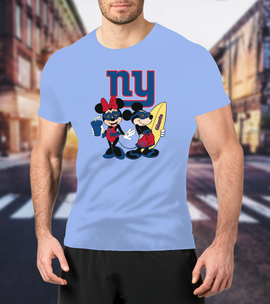 Ny Giants Vacation Mickey Minnie T-Shirt