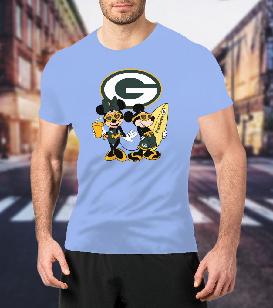 Packers Mickey Minnie Surfing Vacation Fun T-Shirt