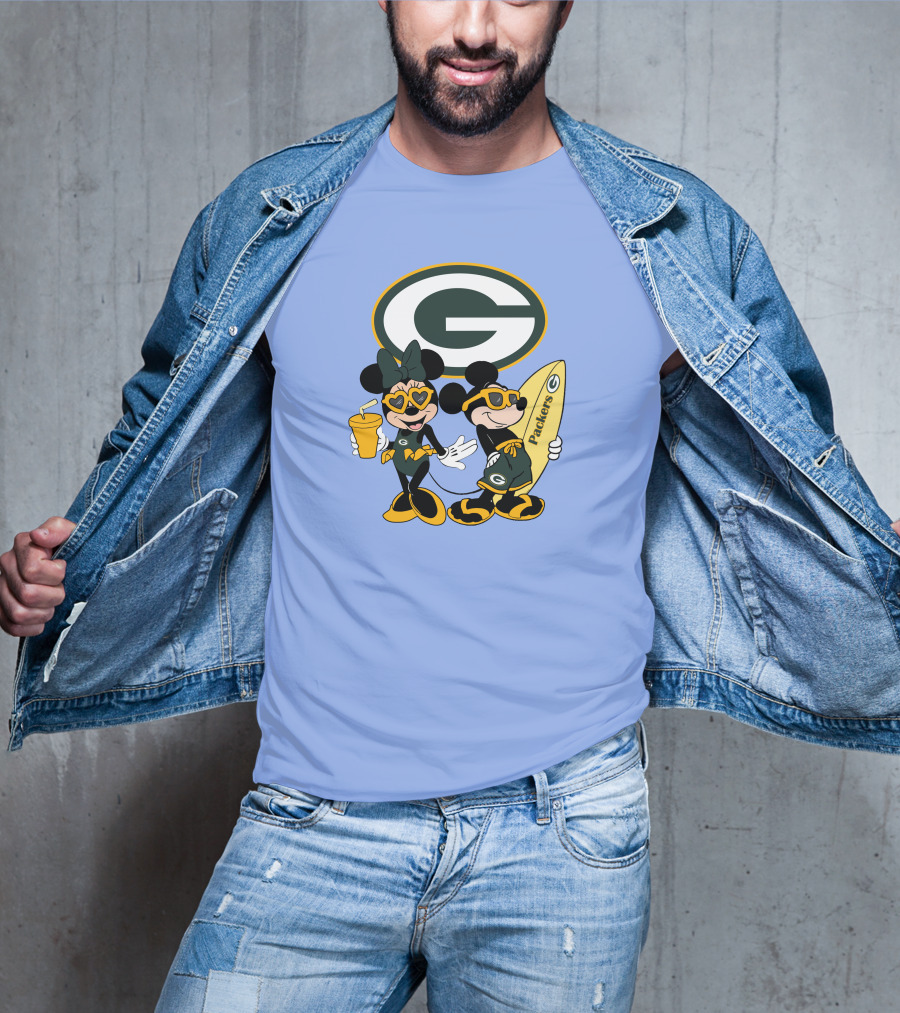 Packers Mickey Minnie Surfing Vacation Fun T-Shirt