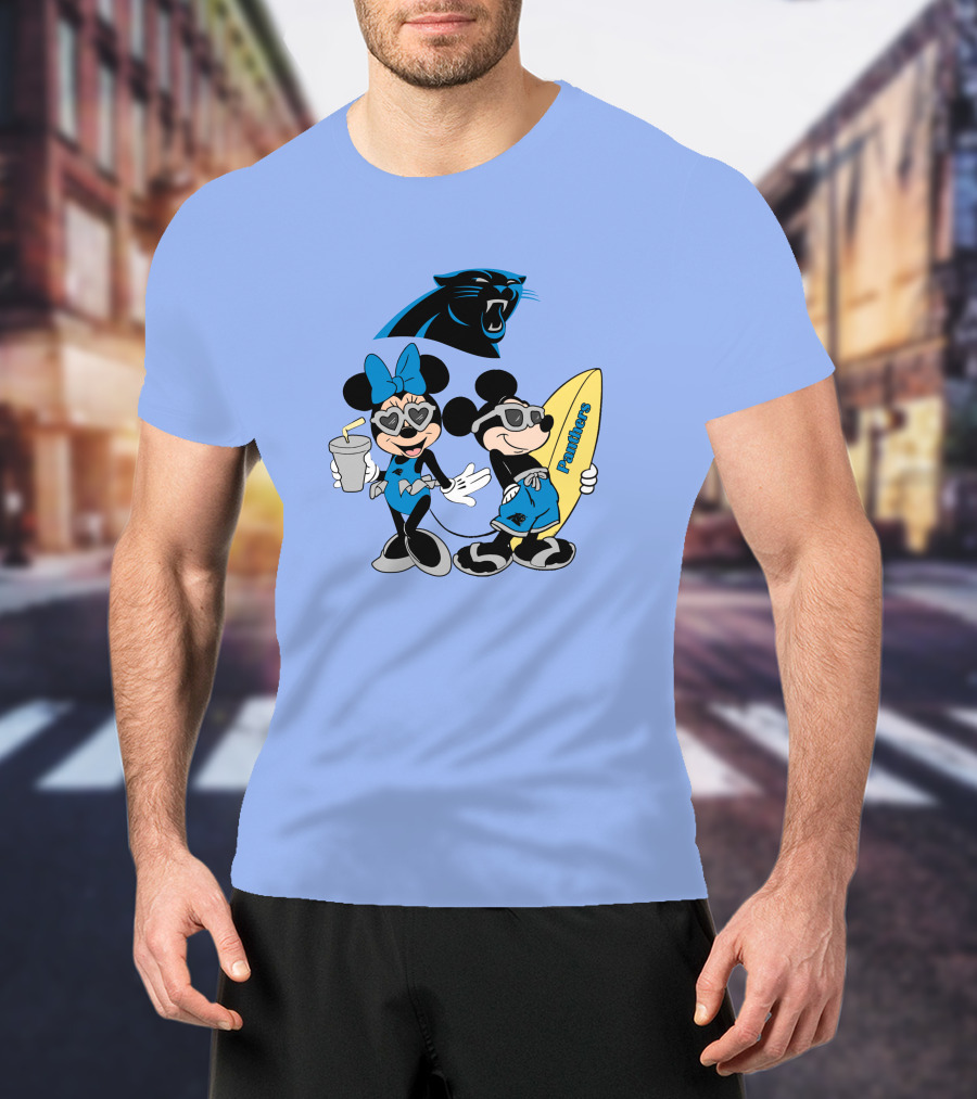 Mickey And Minnie Panthers Surfing Vacation T-Shirt