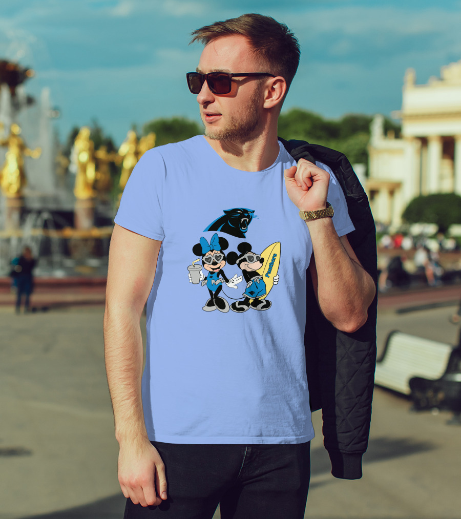 Mickey And Minnie Panthers Surfing Vacation T-Shirt