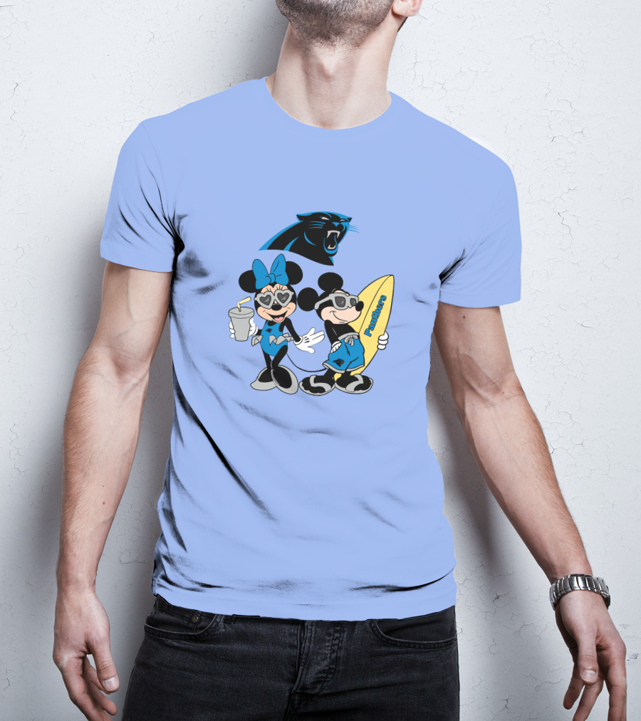 Mickey And Minnie Panthers Surfing Vacation T-Shirt