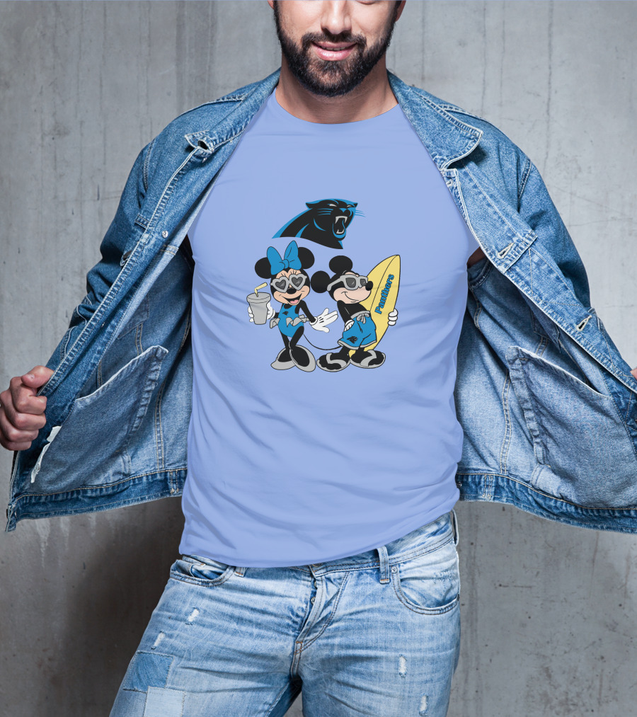 Mickey And Minnie Panthers Surfing Vacation T-Shirt