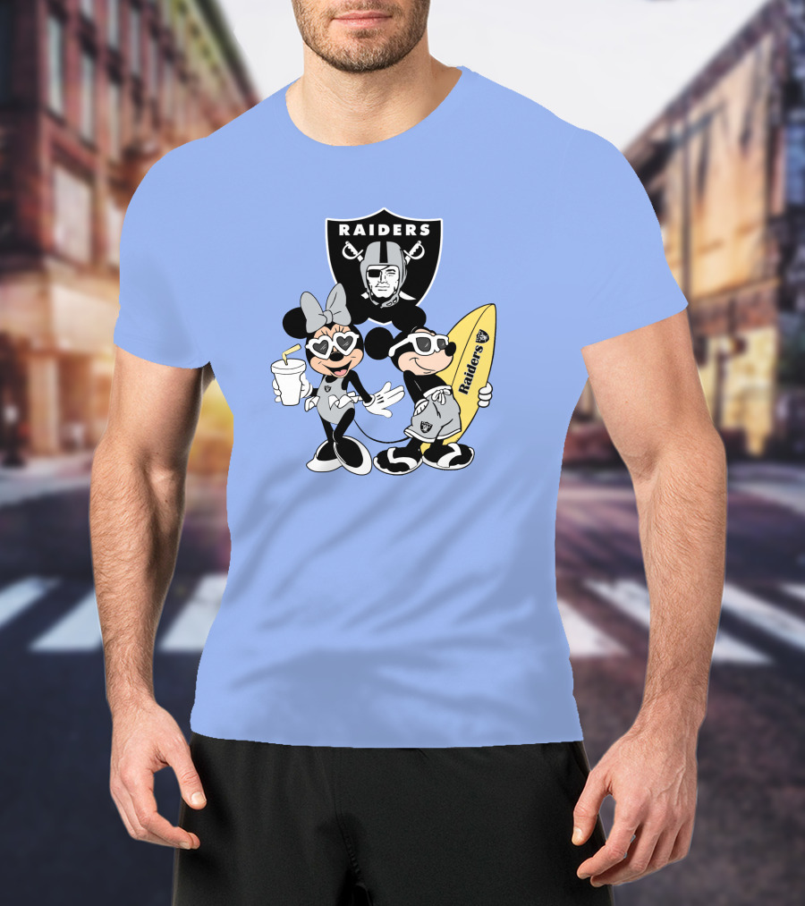Raiders Mickey Minnie Vacation Surfing Fun T-Shirt