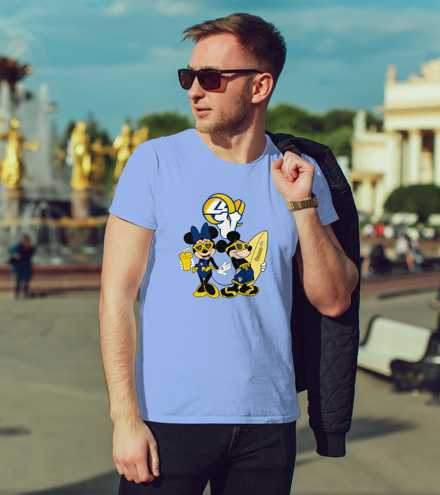 Rams Mickey Happy Vacation Football Surf Adventure T-Shirt