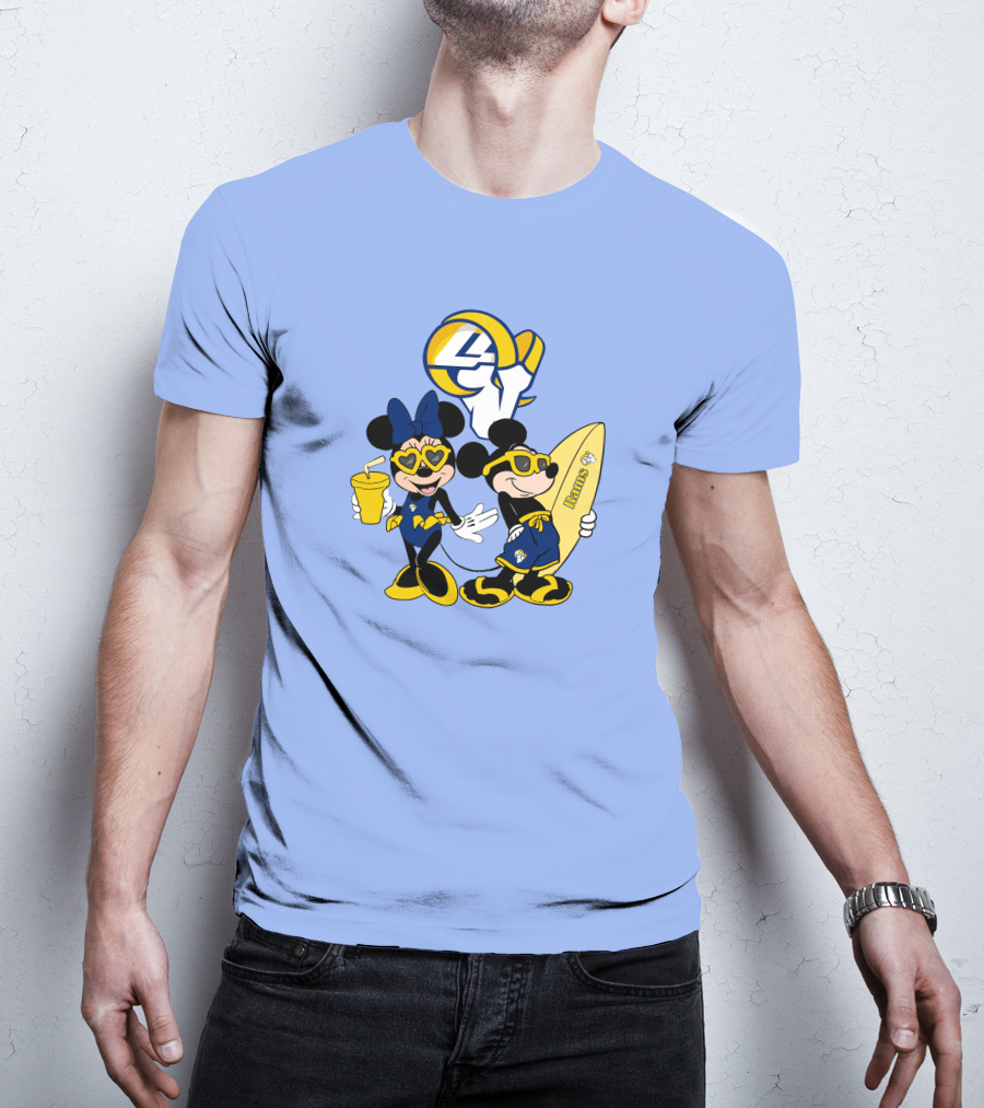 Rams Mickey Happy Vacation Football Surf Adventure T-Shirt