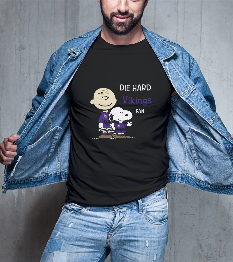 Die Hard Vikings Fan Snoopy And Charlie Brown T-Shirt