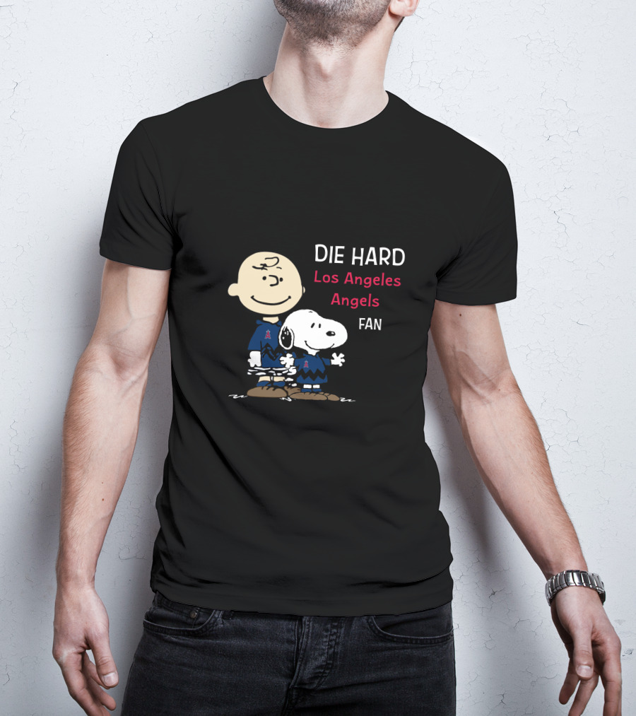 Die Hard Los Angeles Angels Fan Snoopy And Charlie Brown T-Shirt