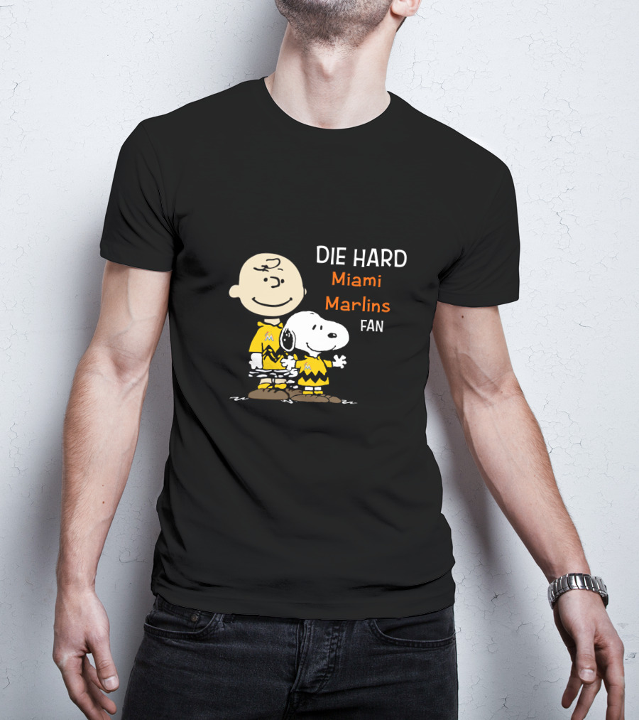 Die Hard Miami Marlins Fan Snoopy And Charlie Brown T-Shirt