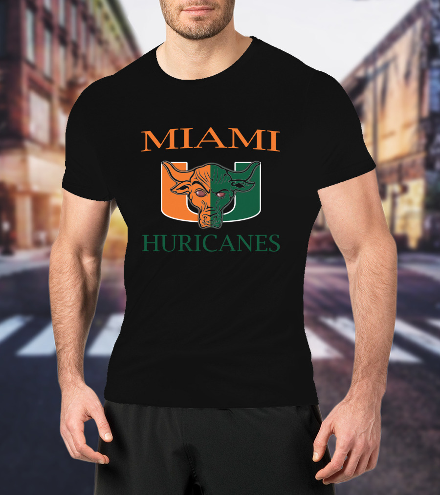 Miami Hurricanes U Logo Bull Head T-Shirt