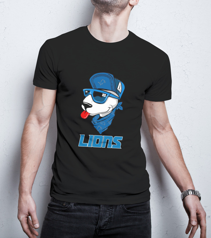 Lions Cool Bull Terrier With Hat And Sunglasses T-Shirt
