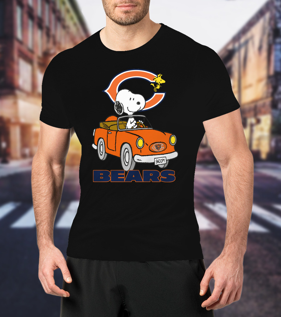 Chicago Bears Snoopy Driving With Woodstock T-Shirt