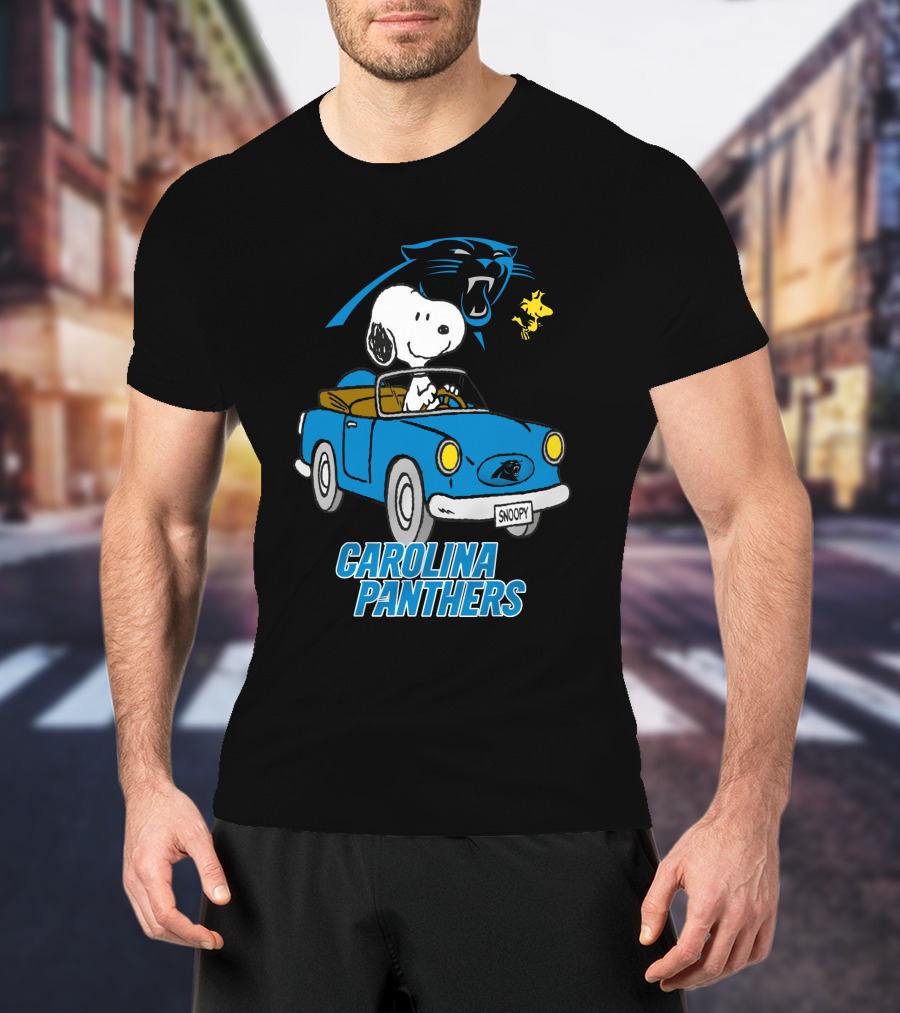 Carolina Panthers Snoopy Driving Adventure T-Shirt