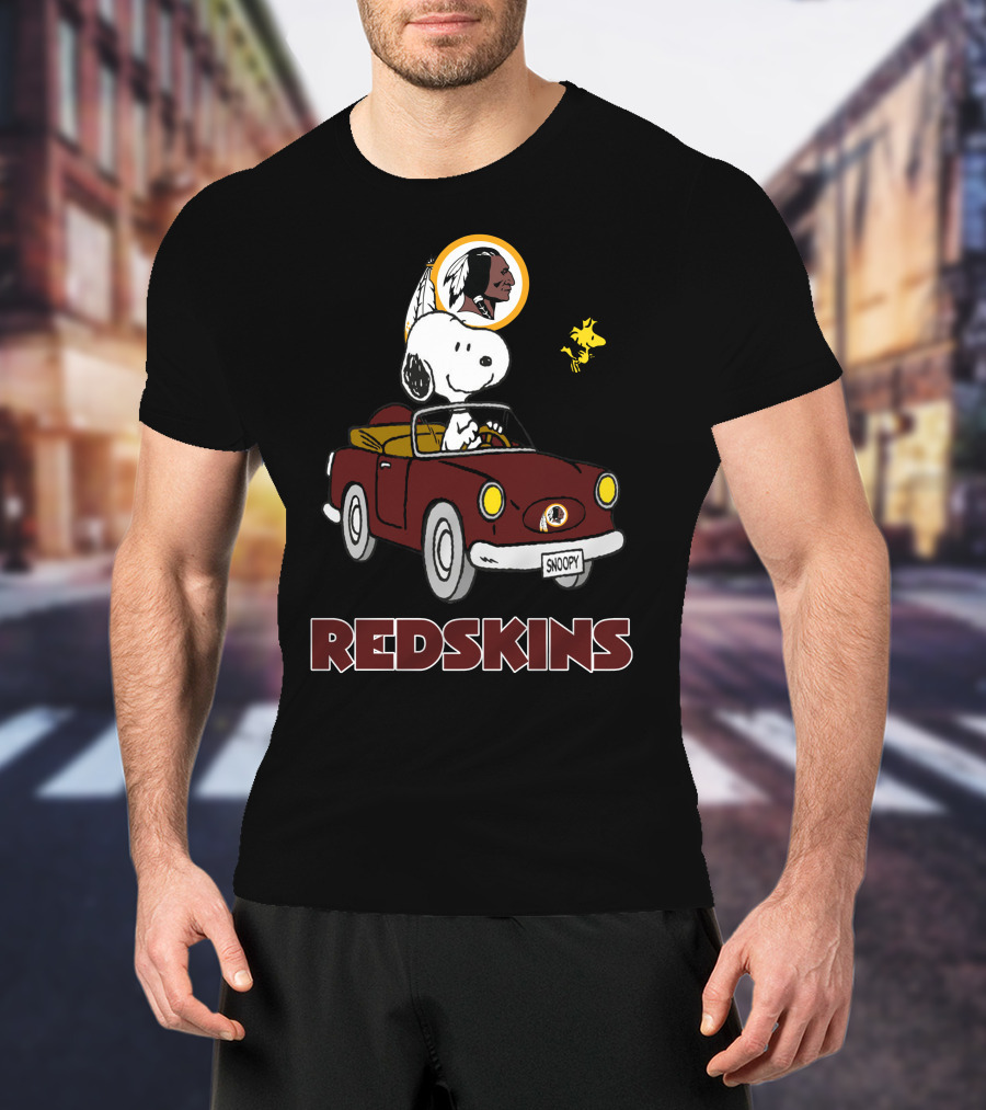 Snoopy Redskins Car Ride With Woodstock T-Shirt