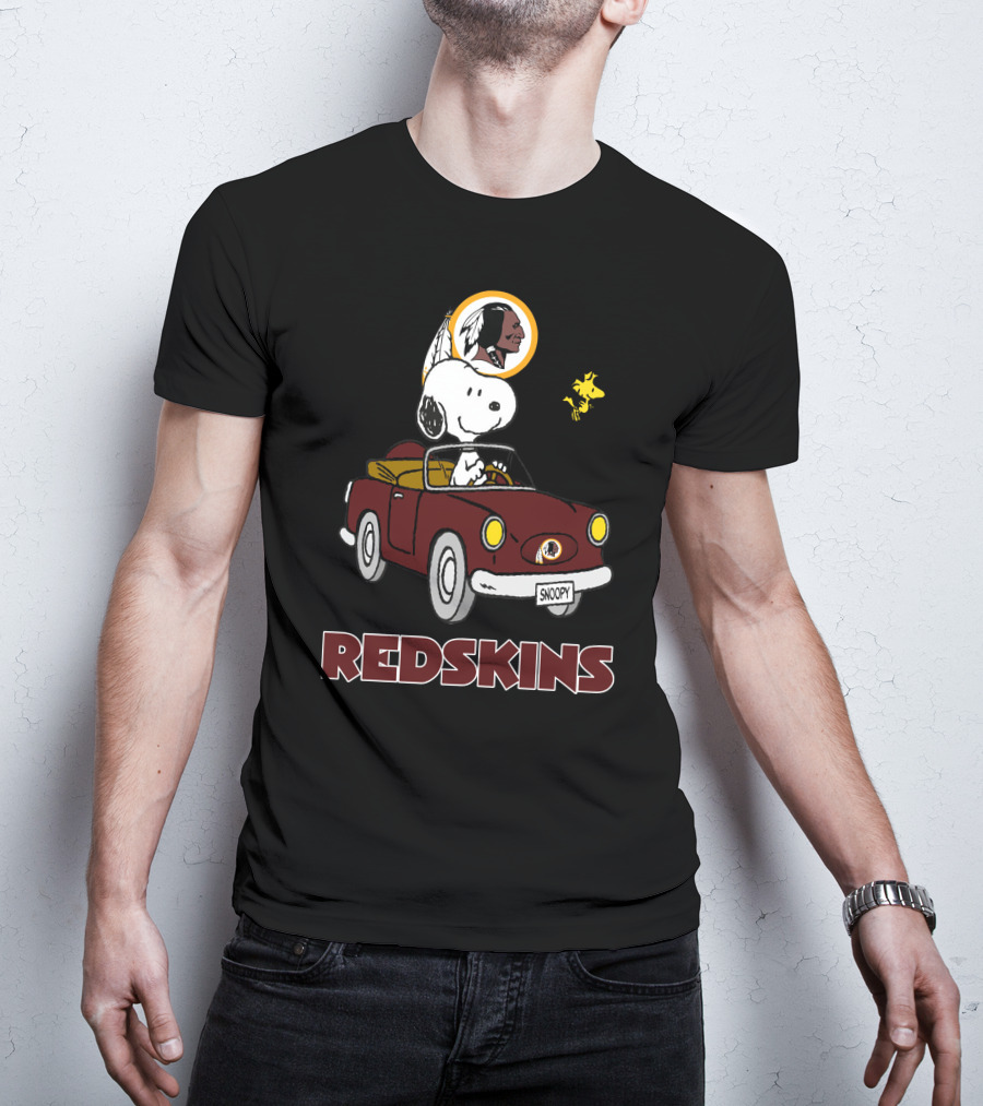 Snoopy Redskins Car Ride With Woodstock T-Shirt