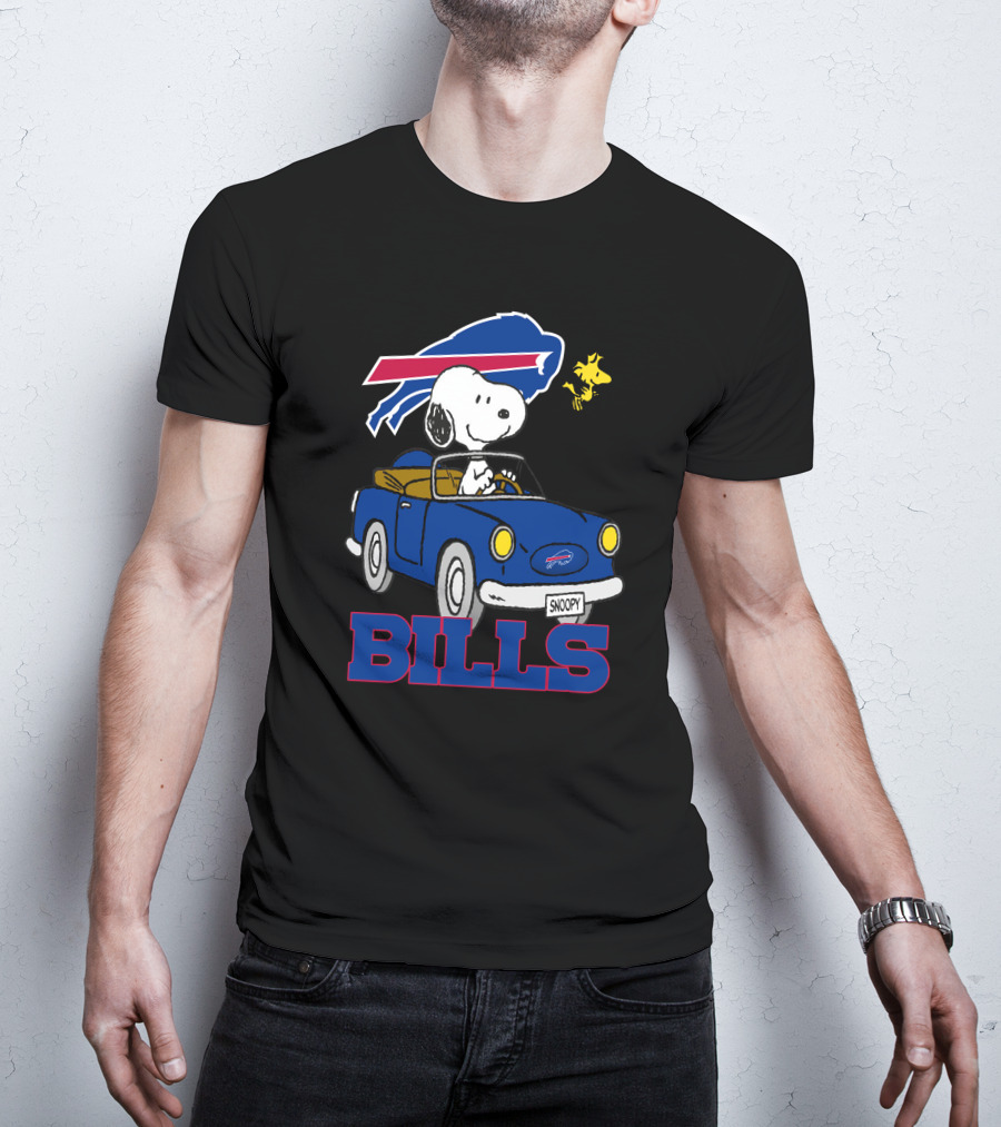 Buffalo Bills Snoopy Driving Woodstock NFL Peanuts T-Shirt