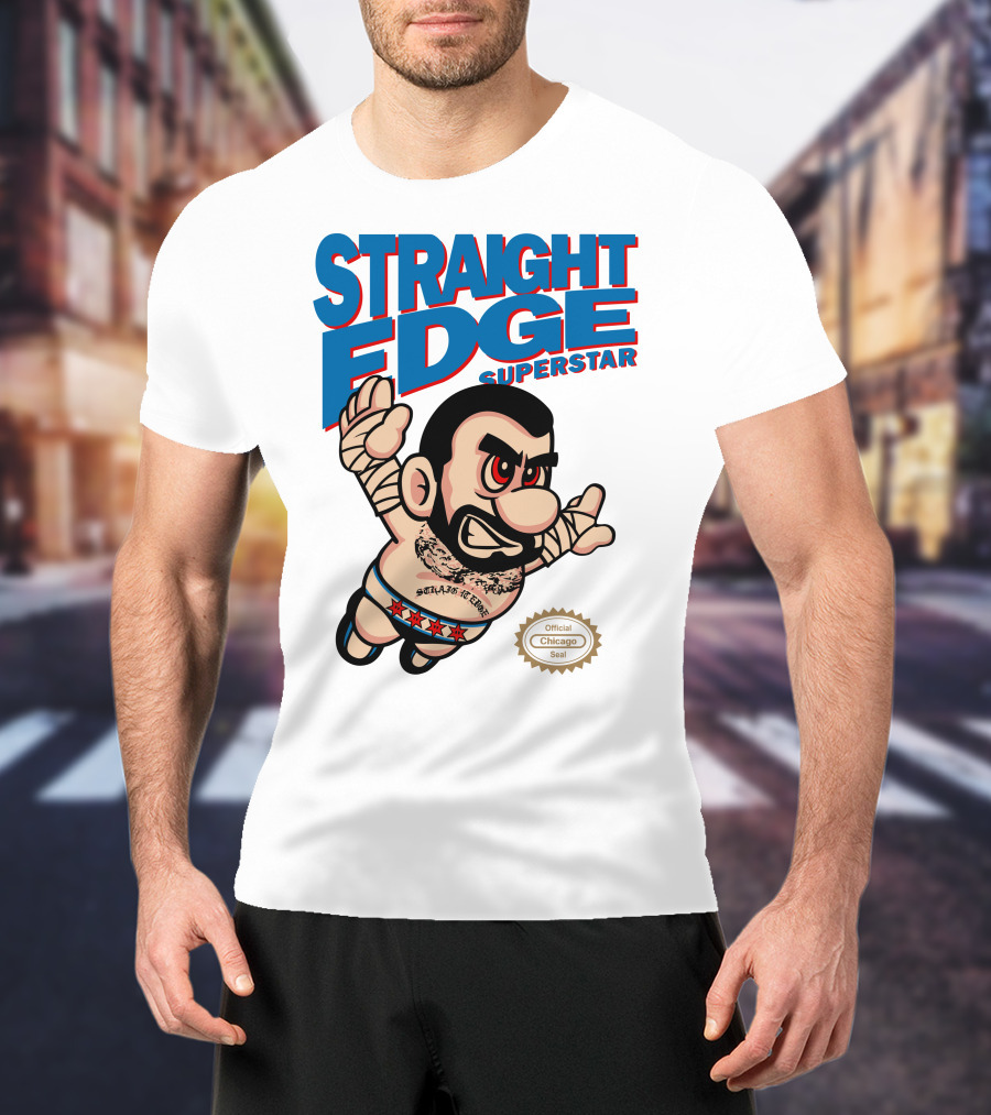 Straight Edge Superstar CM Punk Mario Official Chicago Seal T-Shirt