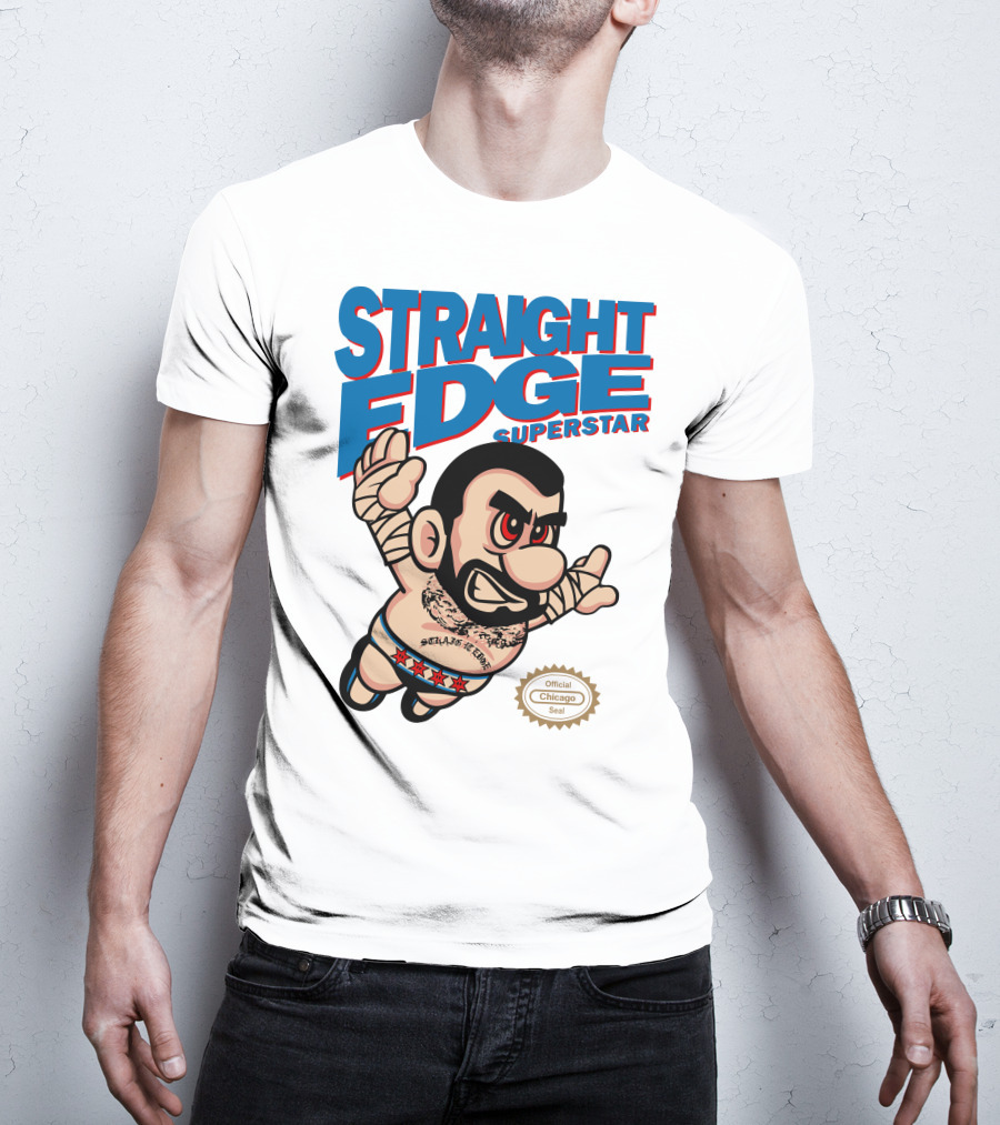Straight Edge Superstar CM Punk Mario Official Chicago Seal T-Shirt