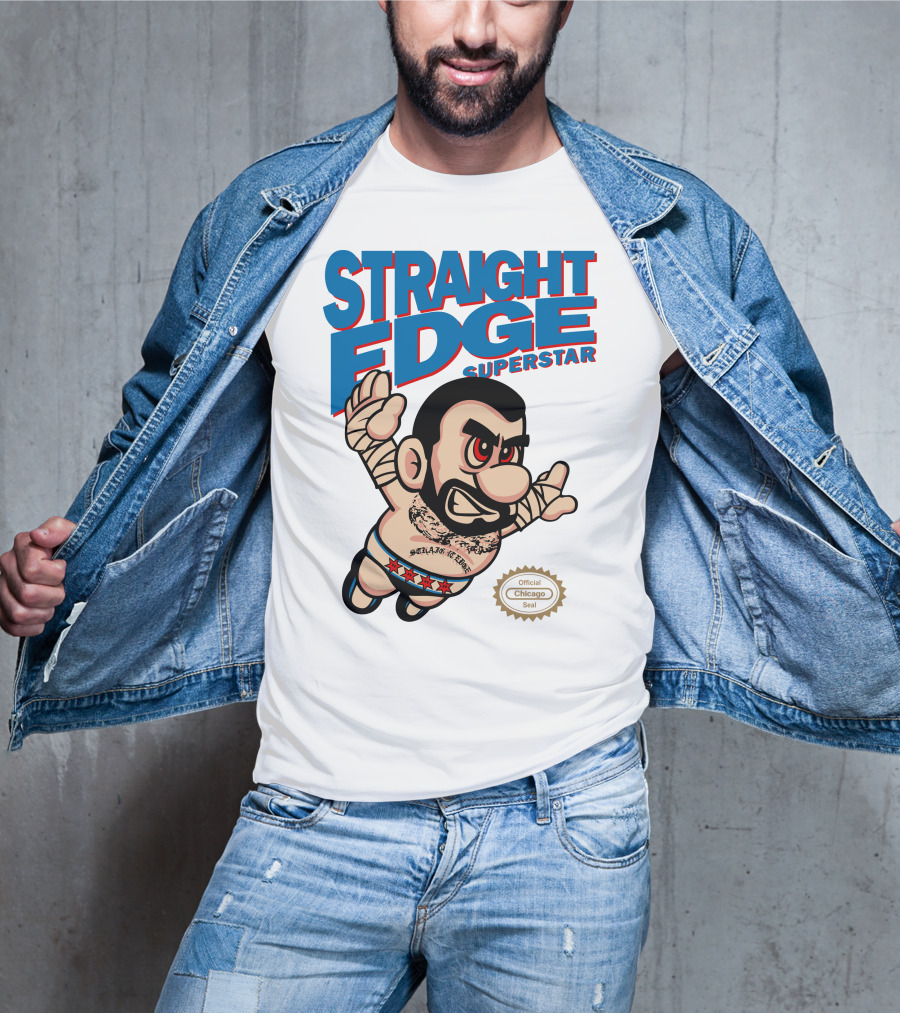 Straight Edge Superstar CM Punk Mario Official Chicago Seal T-Shirt
