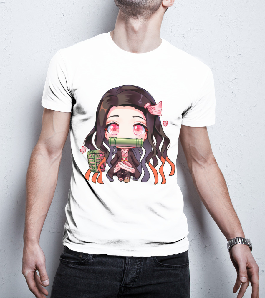 Nezuko Fanart Chibi Style Pink Aesthetic Character T-Shirt