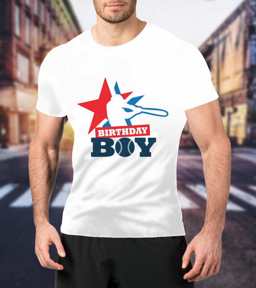 Birthday Boy Baseball Silhouette Star T-Shirt