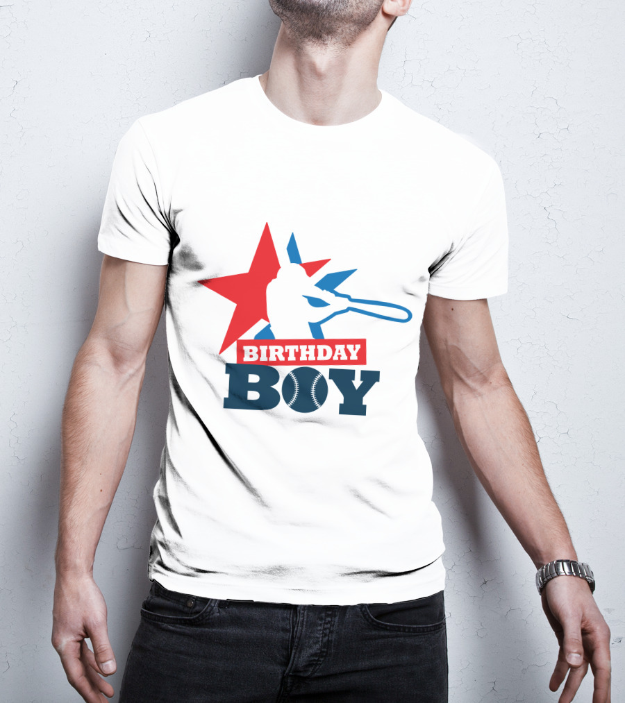 Birthday Boy Baseball Silhouette Star T-Shirt
