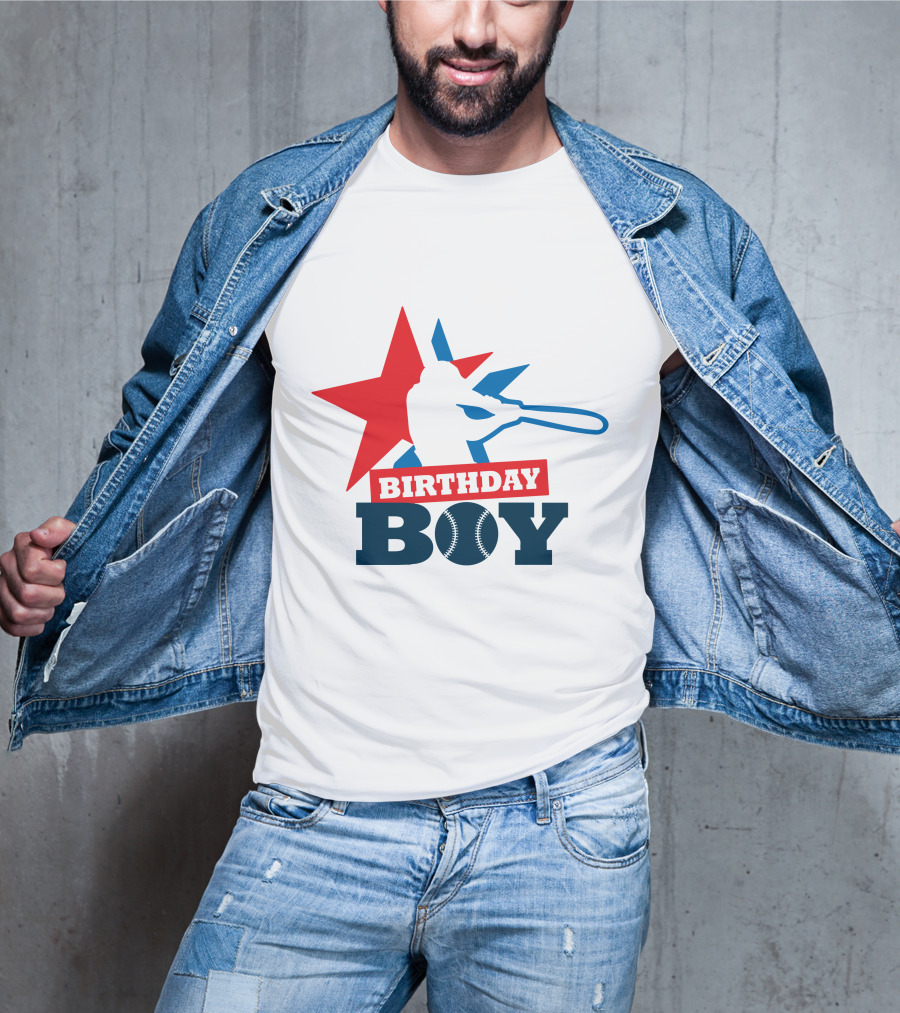 Birthday Boy Baseball Silhouette Star T-Shirt