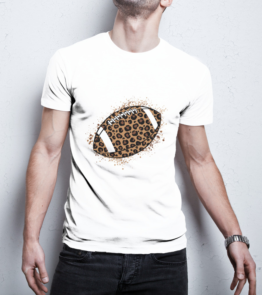 Leopard Print American Football Ball T-Shirt
