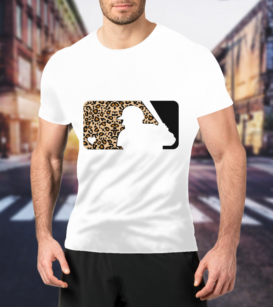 MLB Baseball Leopard Print Batter Silhouette Sublimated T-Shirt