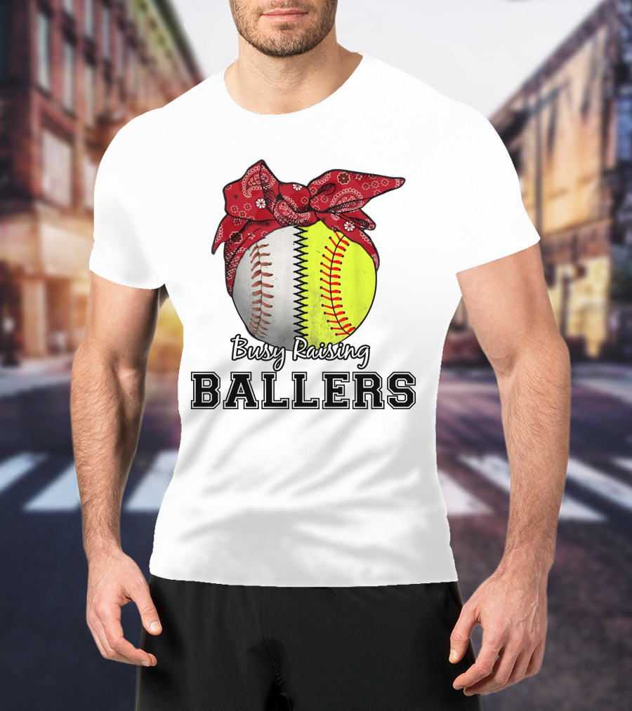 Busy Raising Baseball And Softball Ballers Bandana T-Shirt