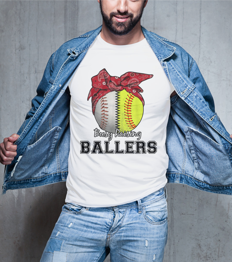 Busy Raising Baseball And Softball Ballers Bandana T-Shirt
