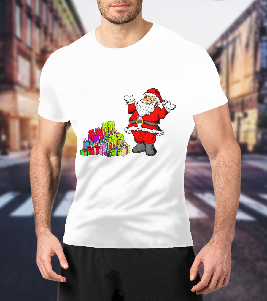 Santa Claus With Colorful Wrapped Gifts T-Shirt