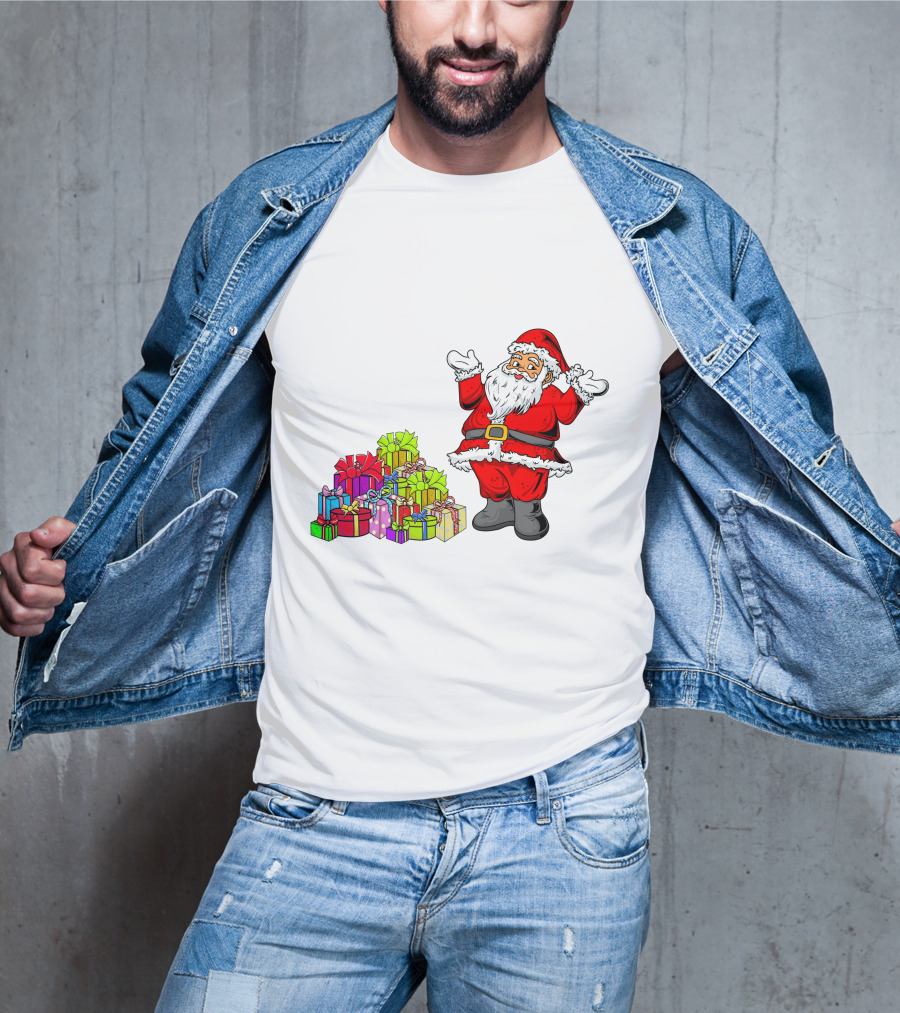 Santa Claus With Colorful Wrapped Gifts T-Shirt