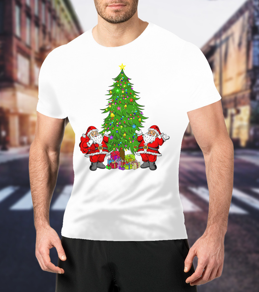 Christmas Tree Santa Claus Presents Holiday Decor T-Shirt