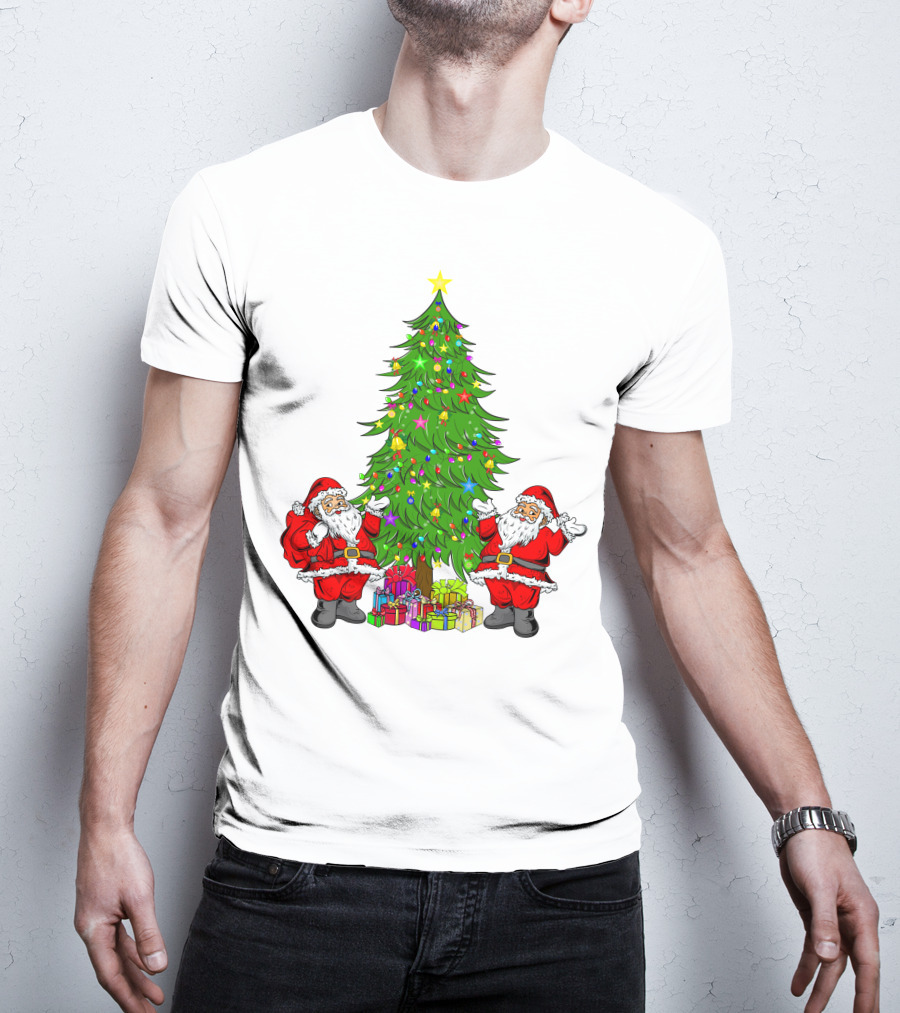 Christmas Tree Santa Claus Presents Holiday Decor T-Shirt