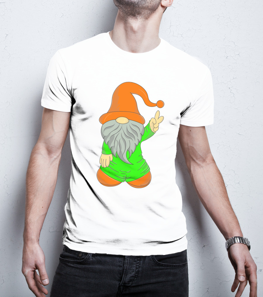 Cute Gnome Say Hi Peace Gesture T-Shirt