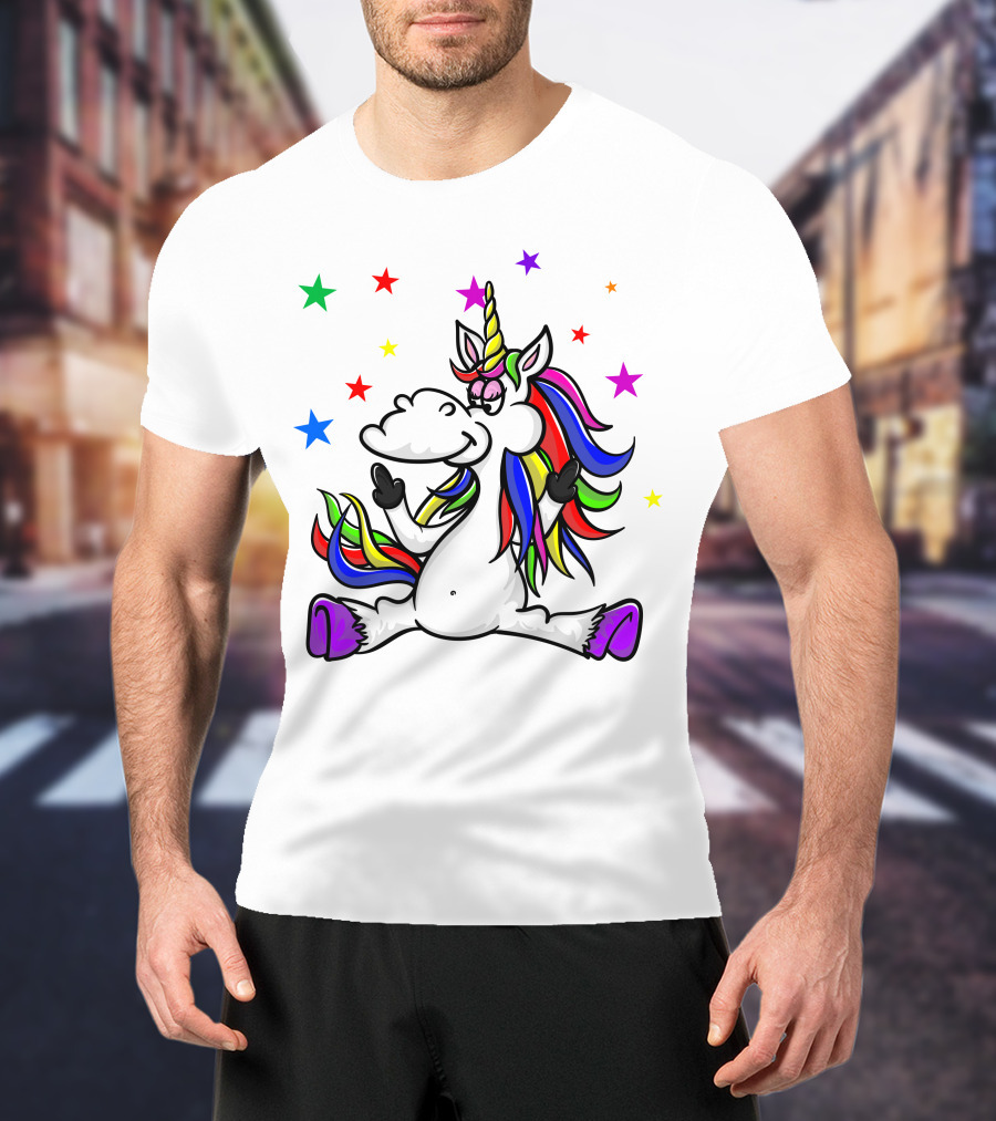 Funny Unicorn Twinkles Rainbow Star T-Shirt