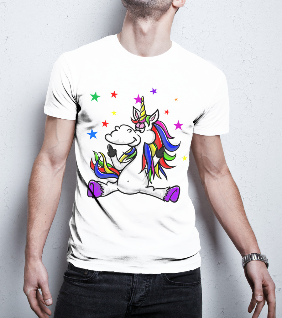Funny Unicorn Twinkles Rainbow Star T-Shirt