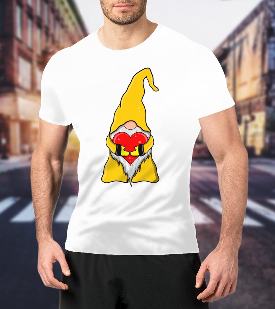 Gnome Holding Heart Hippie Valentine T-Shirt