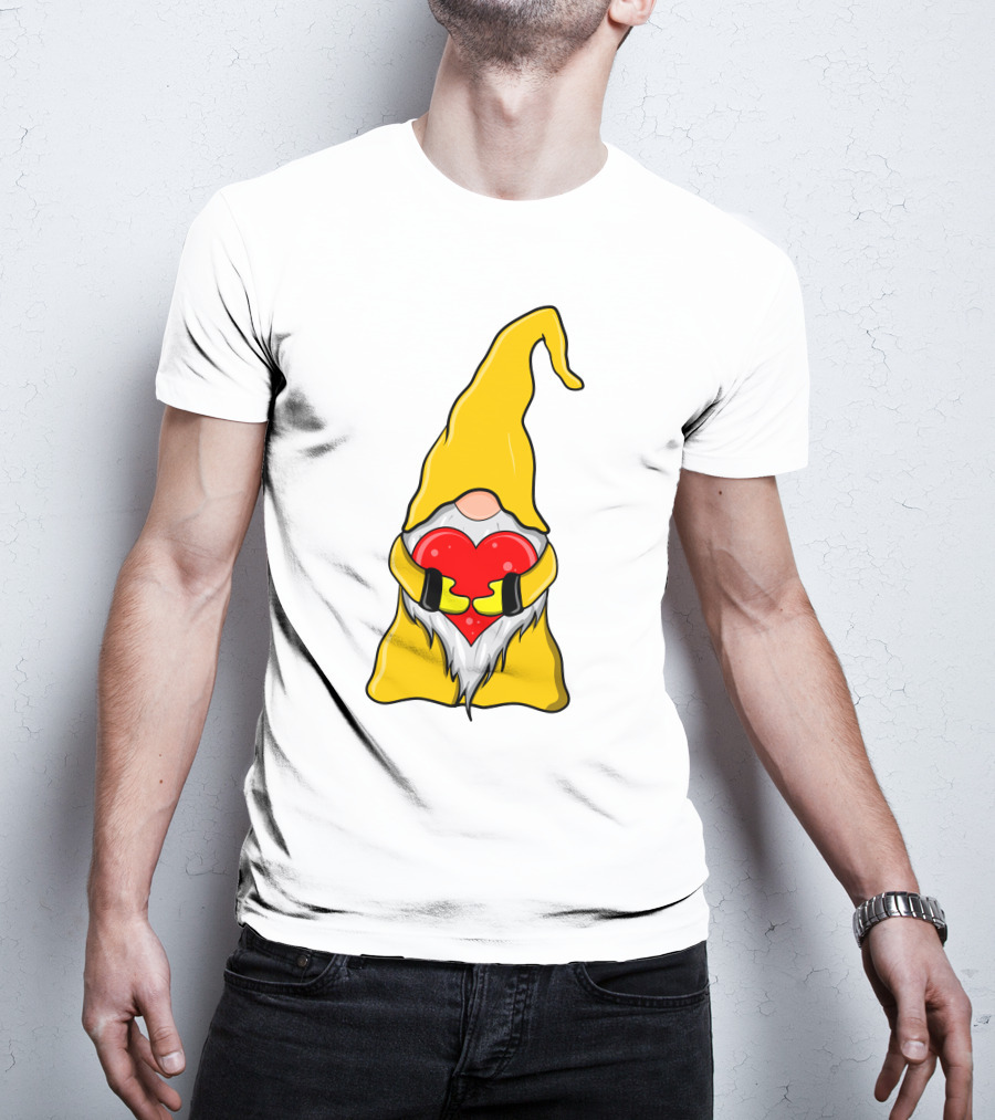 Gnome Holding Heart Hippie Valentine T-Shirt