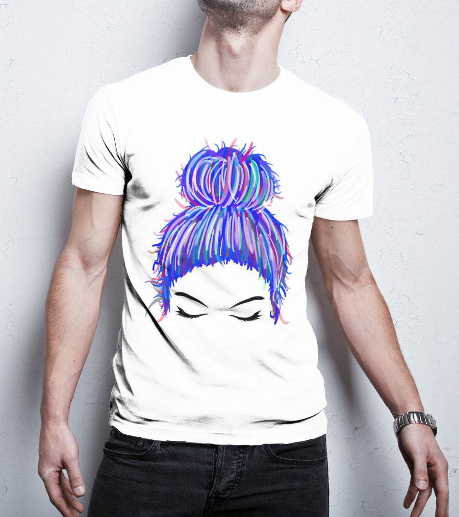 Messy Bun Mom Colorful Hair Updo T-Shirt