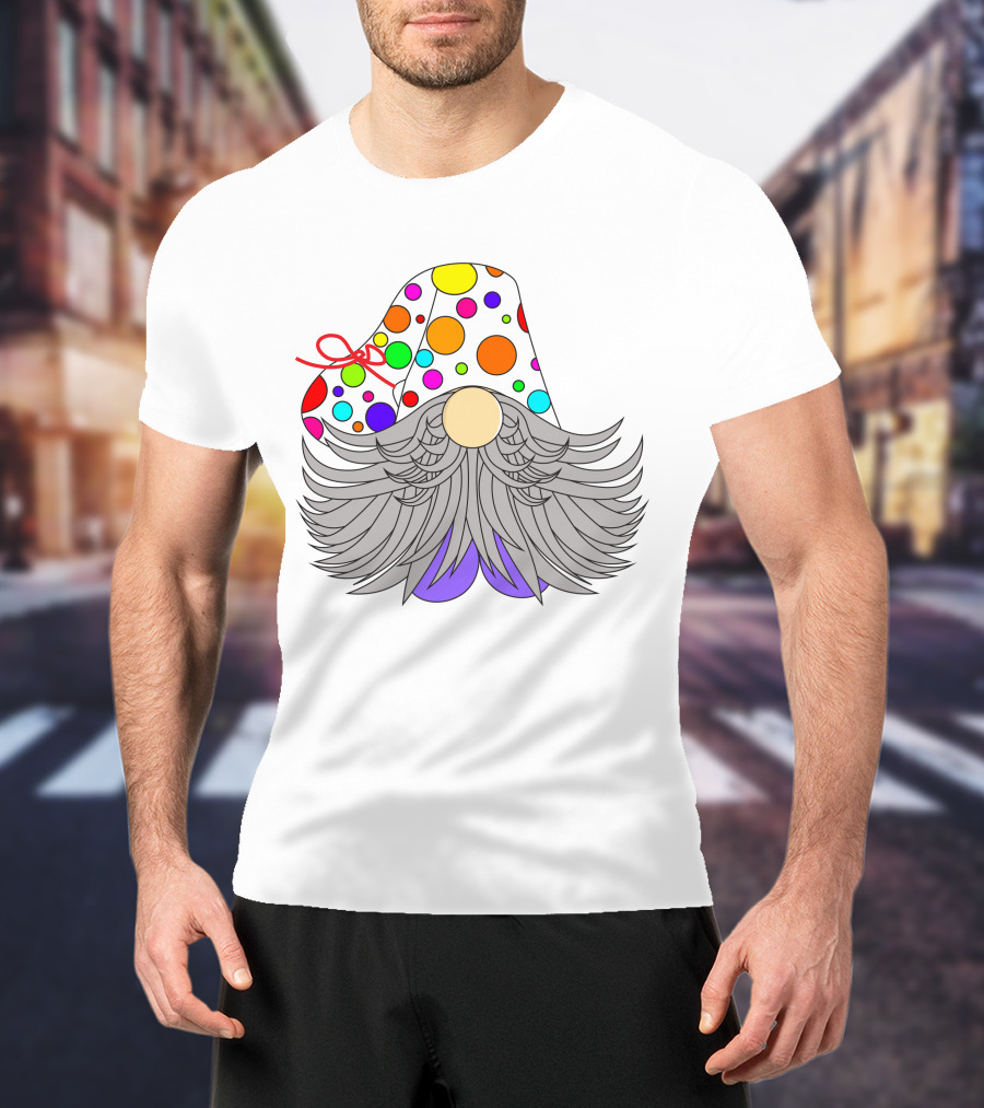 Colorful Polka Dot Party Hat Gnome Birthday T-Shirt