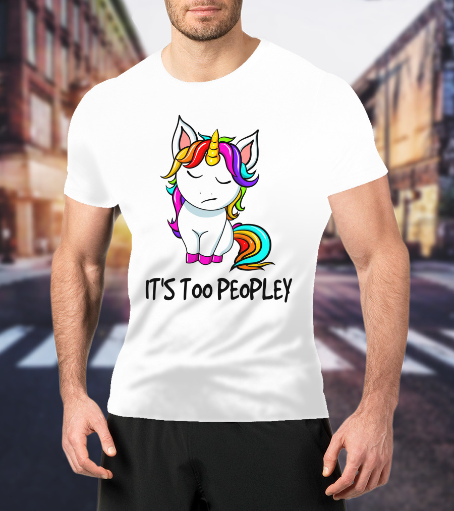 IT'S TOO PEOPLEY Unicorn Rainbow Mane Image T-Shirt