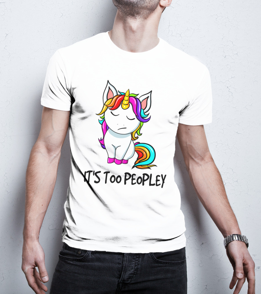 IT'S TOO PEOPLEY Unicorn Rainbow Mane Image T-Shirt