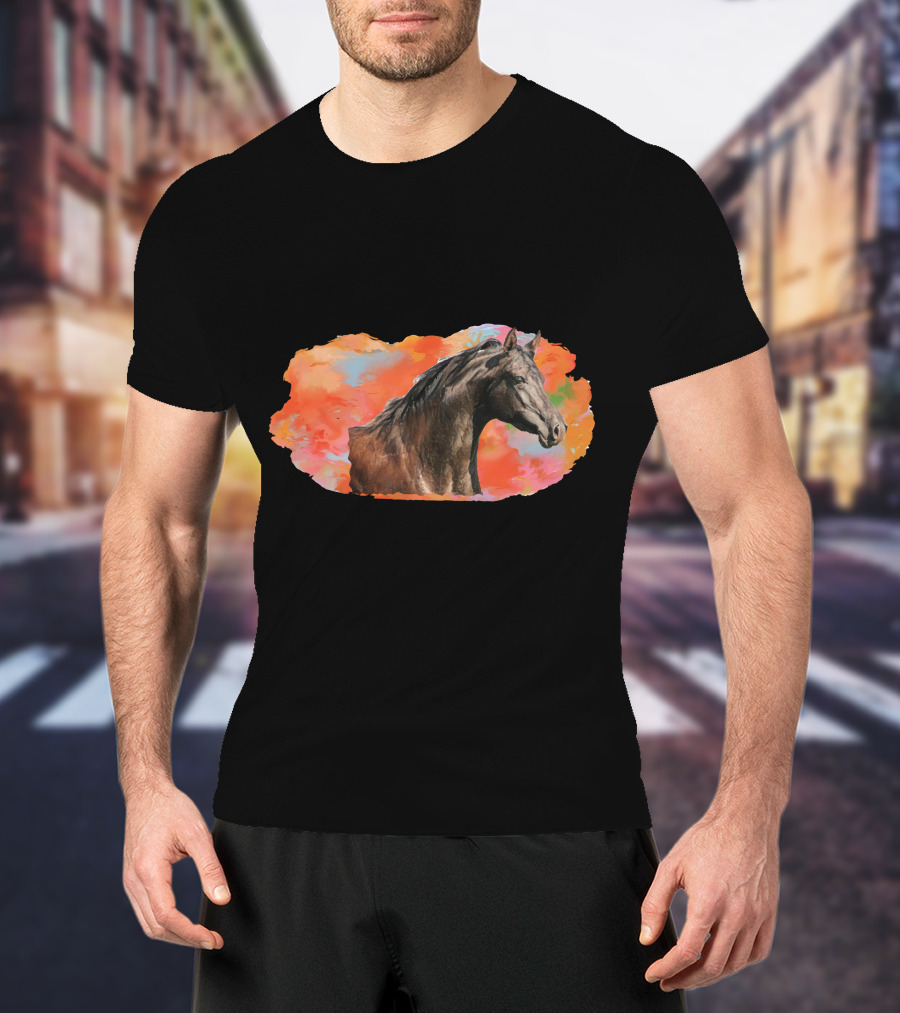 Arabian Horse With Vibrant Abstract Background T-Shirt